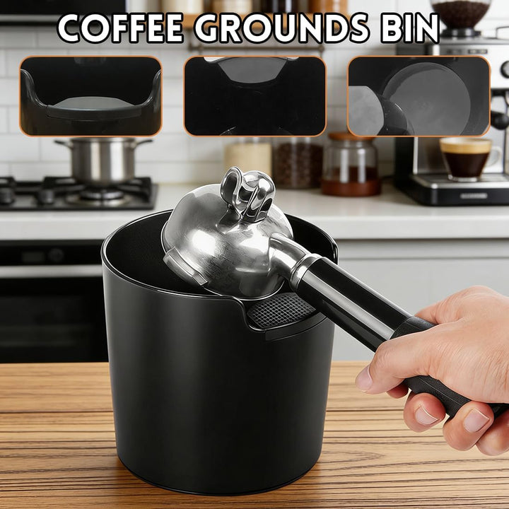 Abklopfbehälter für Siebträger, Espresso Knock Box, Kaffeesatzbehälter, Tresterbehälter, Kaffeepads
