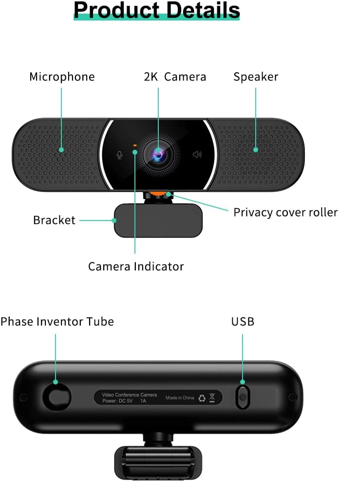 Matosio OwlBar Mini, videokonferenzsystem, konferenzlautsprecher mit mikrofon, 2K QHD konferenzkamer