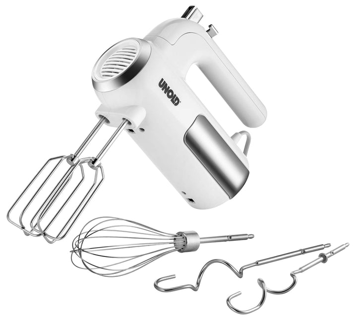 Unold 78710 Handmixer - MIxer, Weiss, 450W, Edelstahl, BPA-frei, spülmaschinengeeignet, 5 Geschwindi