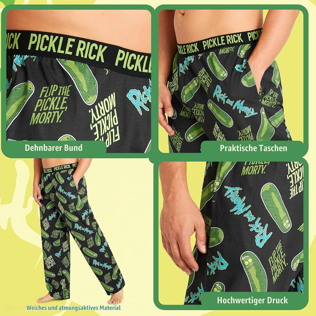 RICK AND MORTY Herren-Schlafanzughosen - Weihnachts Pyjamahosen für Herren - Schlafhose Herren Lang
