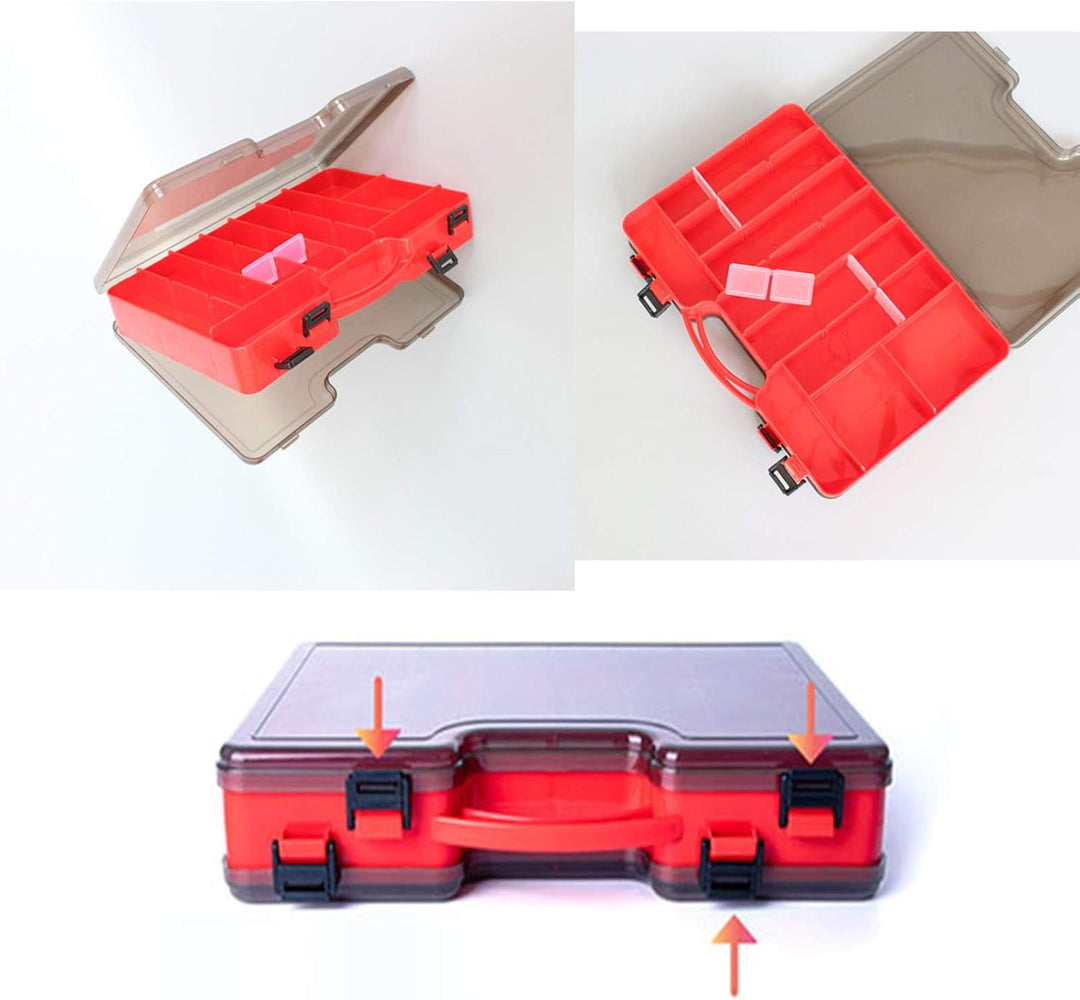 Doppelseitige Angelbox, Kunststoff Angelzubehör Köderbox, Aufbewahrungsbox für Angelzubehör mit Fäch