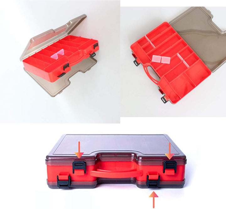 Doppelseitige Angelbox, Kunststoff Angelzubehör Köderbox, Aufbewahrungsbox für Angelzubehör mit Fäch