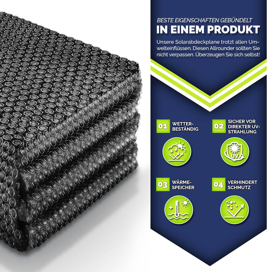tillvex® Premium Pool Solarabdeckplane 400 µm Rechteckig 800x400 cm | Solarfolie Wärmeplane zuschnei