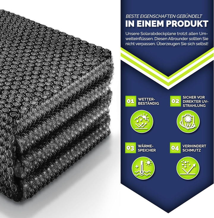 tillvex® Premium Pool Solarabdeckplane 400 µm Rechteckig 800x400 cm | Solarfolie Wärmeplane zuschnei