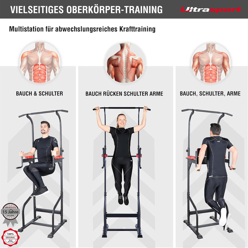 Ultrasport Power Tower/Power Rack, multifunktionale Kraftstation, für ein vielseitiges Training, Lat