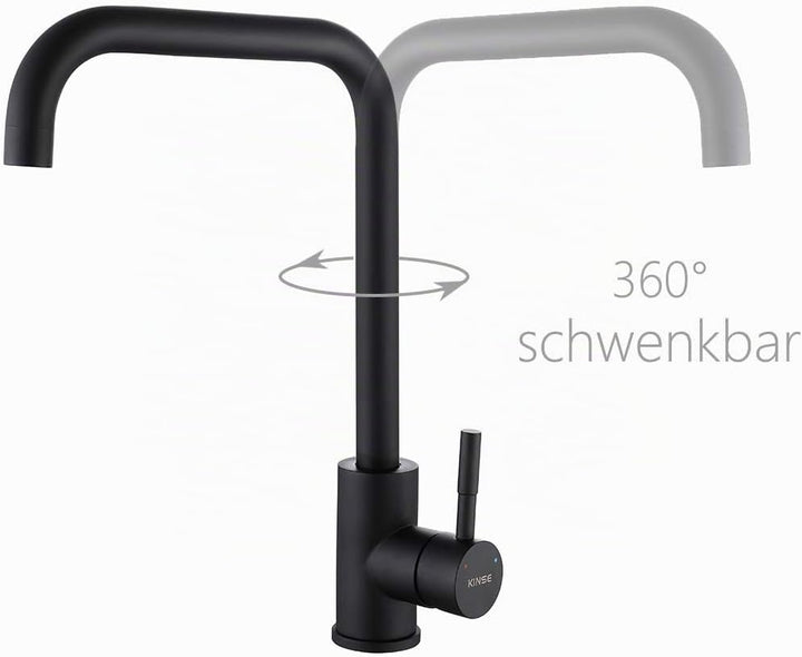 KINSE Einhebel Küchenarmatur Edelstahl | 360° Schwenkbar Spültischarmatur | Hochdruck Wasserhahn Küc