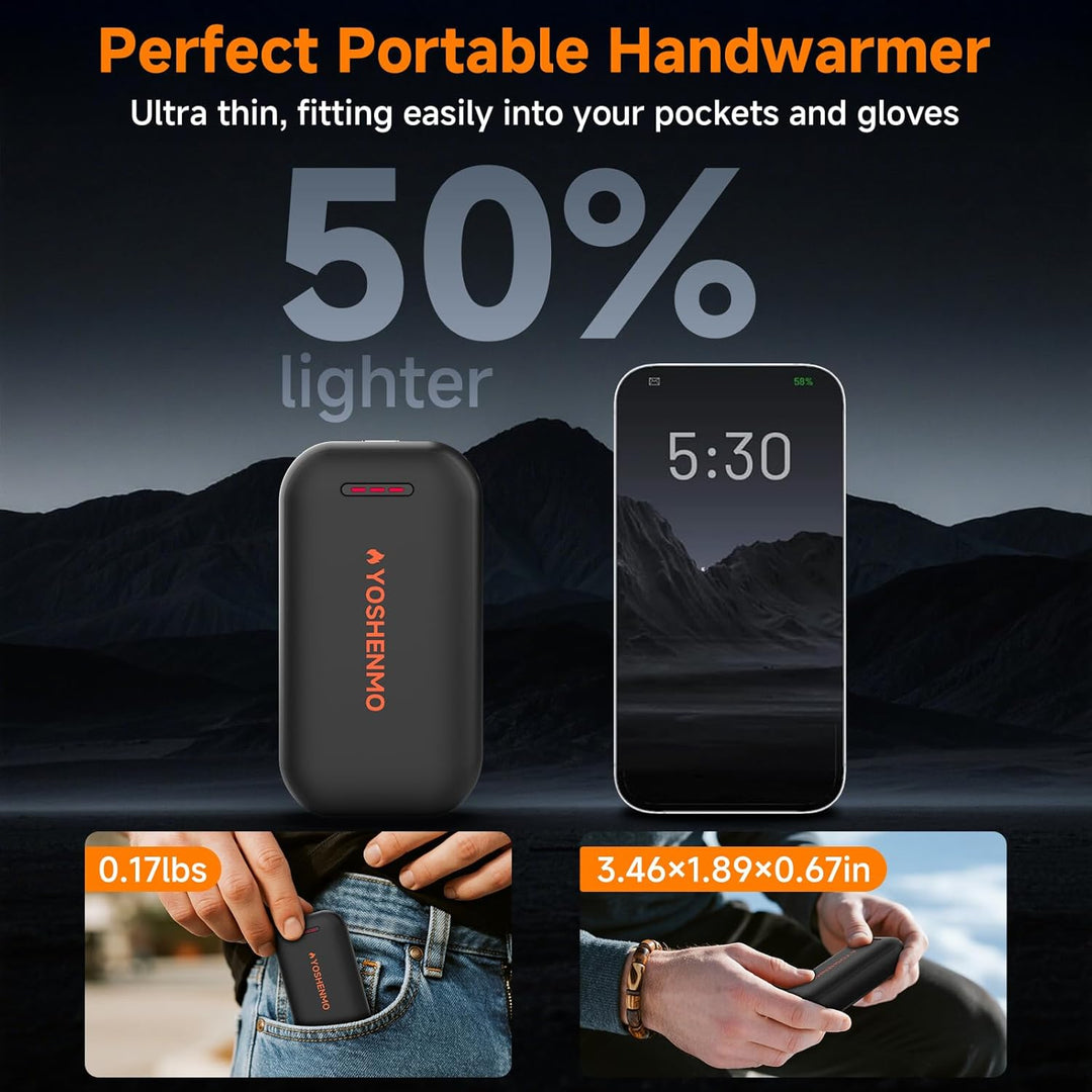 Wiederaufladbarer Handwärmer, elektrischer Handwärmer, wiederverwendbar, AI-Smart-Chips, 20 Stunden