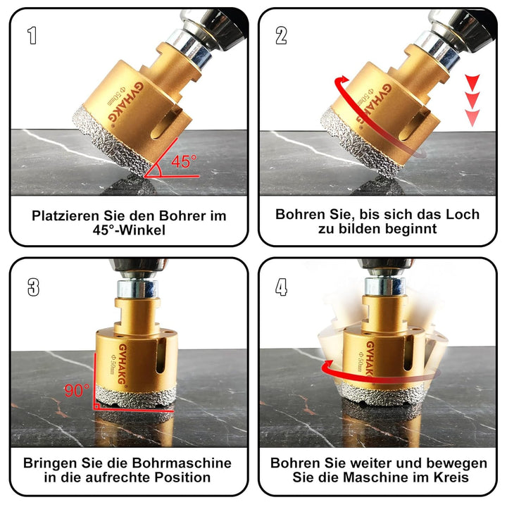 GVHAKG 11 stücke Diamant Fliesenbohrer Set mit M14 Diamantbohrer (6/8/10/25/35/50/68/110mm,1 stück 2