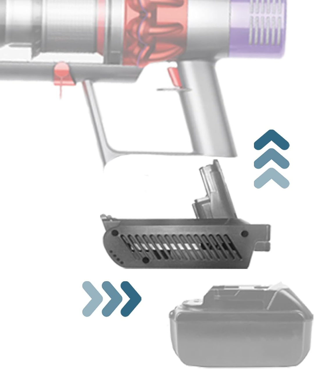V10 Adapter für Makita 18V Lithium Batterie, umwandelbar für Dyson V10 SV12 Animal Absolute Motorhea