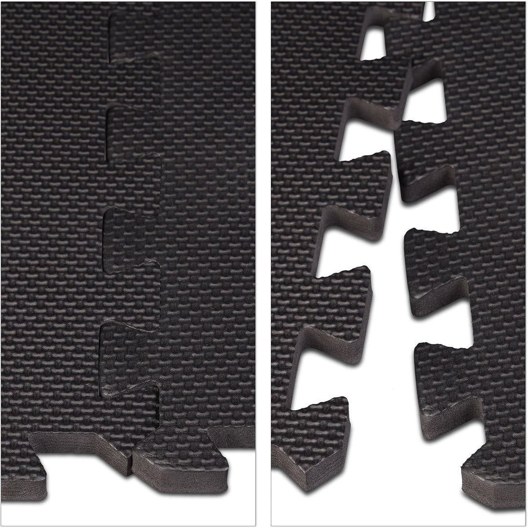 Relaxdays Bodenschutzmatte Fitnessgeräte 30x30cm, 24er Set, 2,1m², stossdämpfende Schutz Unterlagen,