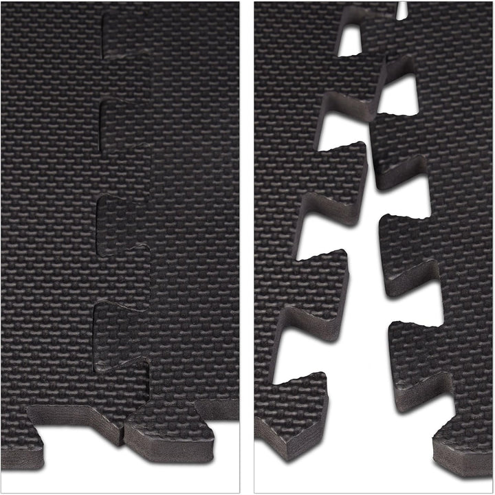 Relaxdays Bodenschutzmatte Fitnessgeräte 30x30cm, 24er Set, 2,1m², stossdämpfende Schutz Unterlagen,