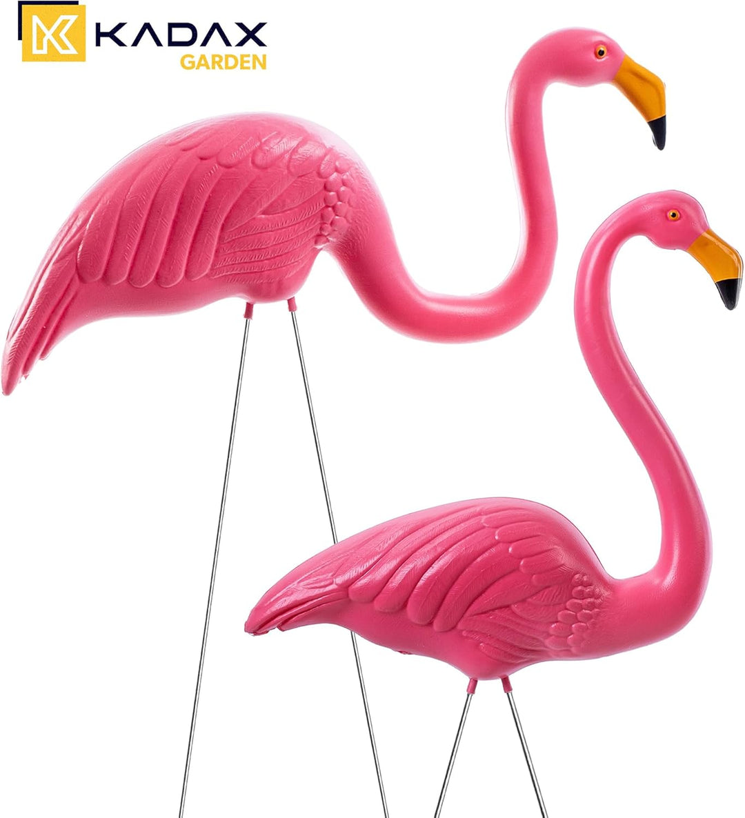 KADAX 2 Stück Garten-Flamingofigur, 83cm Dekofigur Flamingo, Gartenstecker aus Kunststoff, Gartenfig