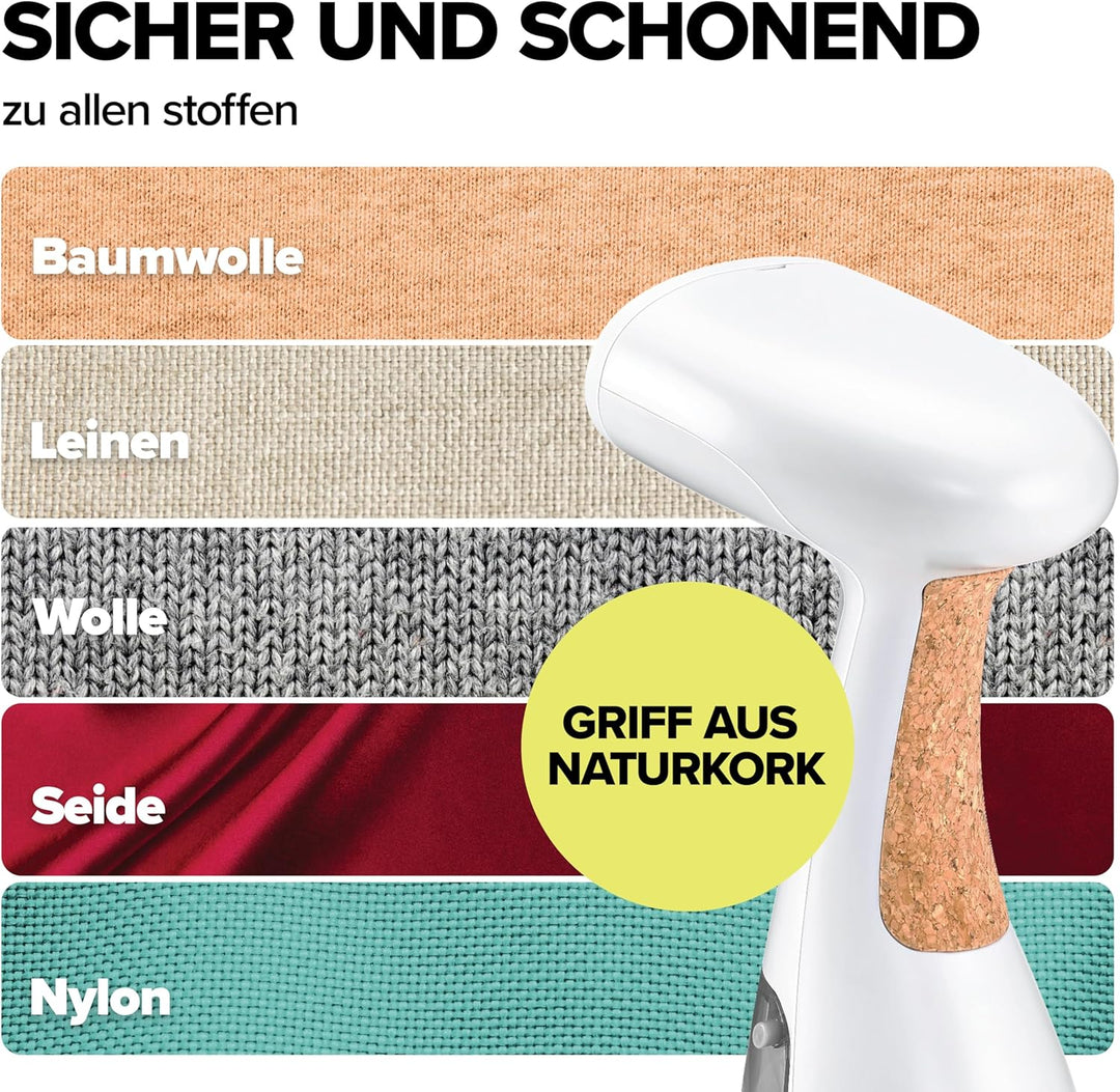 Dupray Voila 3-in-1 Dampfglätter mit Aufsatz, 1200 Watt, Tragbarer Stoff- und Kleidungsdampfer, Reis