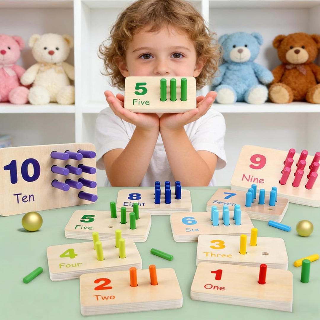 Montessori Spielzeug, Verschiedene Zahlen und Farben, Kinderspielzeug mit Aufbewahrungsbox, Geschenk