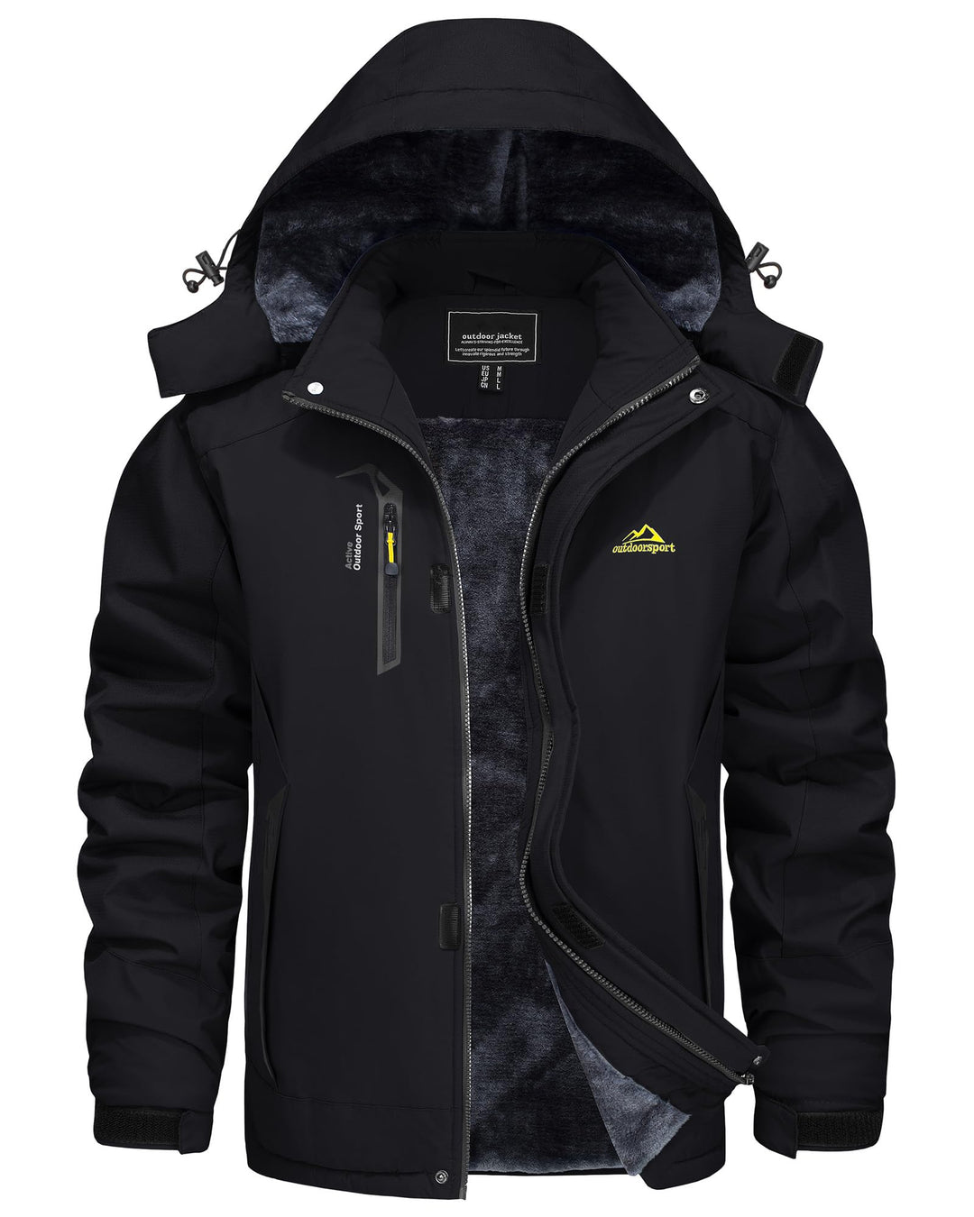 KEFITEVD Herren Winter Wasserabweisende Skijacke Fleece Gefüttert Arbeitsjacke mit Abnehmbarer Kapuz