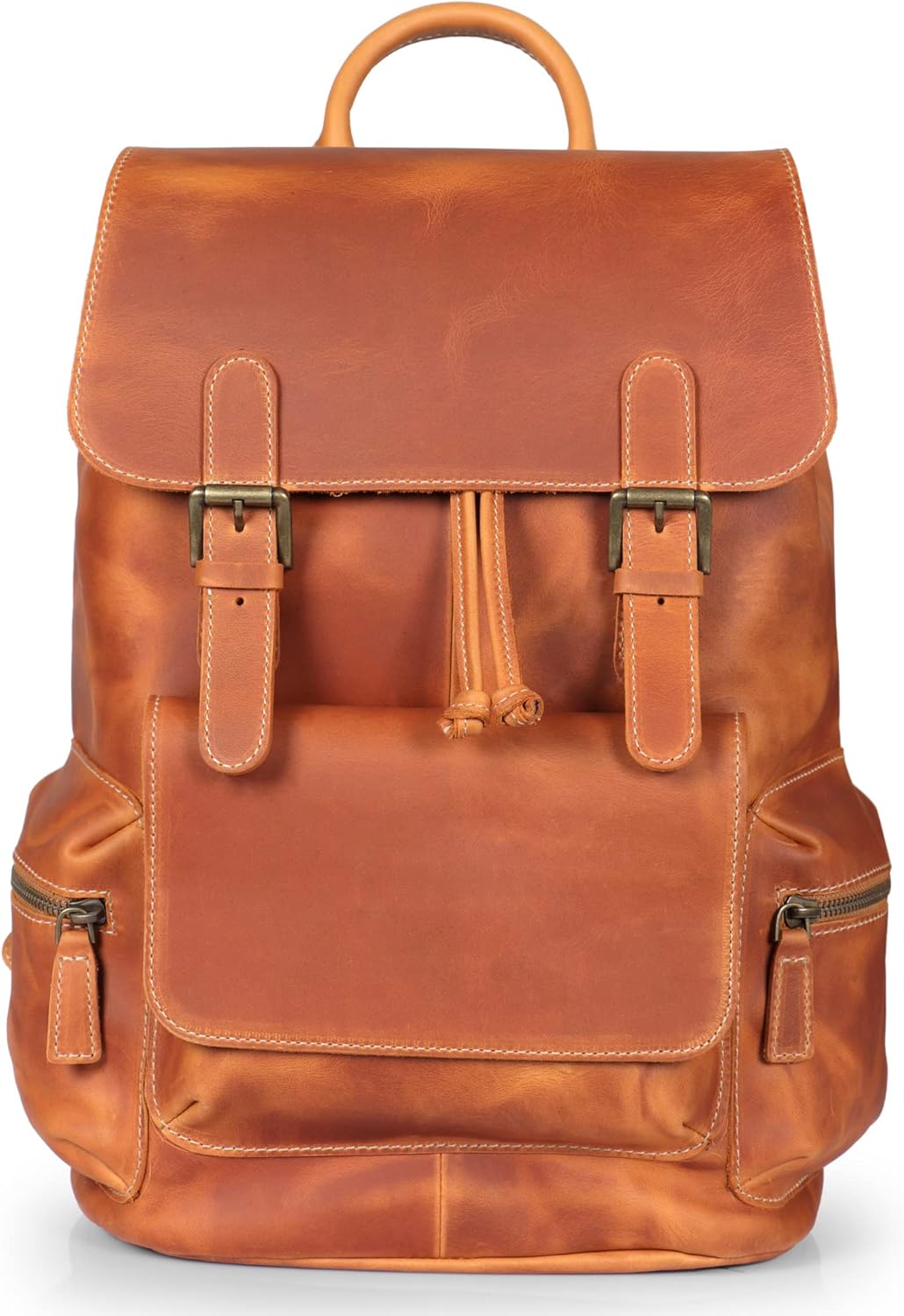 MegaGear Valley Echter Leder Rucksack Kamel, Kamel