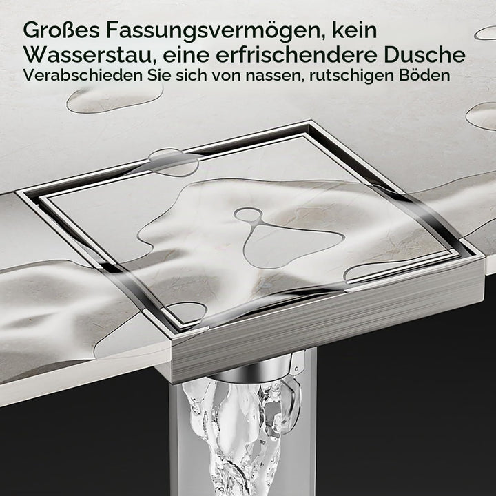 15x15cm Duschablauf Flach,Duschrinne, Befliesbar Duschablauf Komplettset Edelstahl mit Haarsieb,Haar
