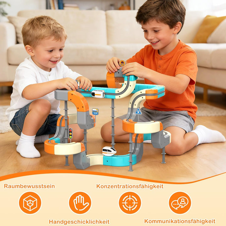 Clickrail Electric Train Set Flexible Race Track – Cube Track Block Zug mit Schwerkraftdefying 3D-La