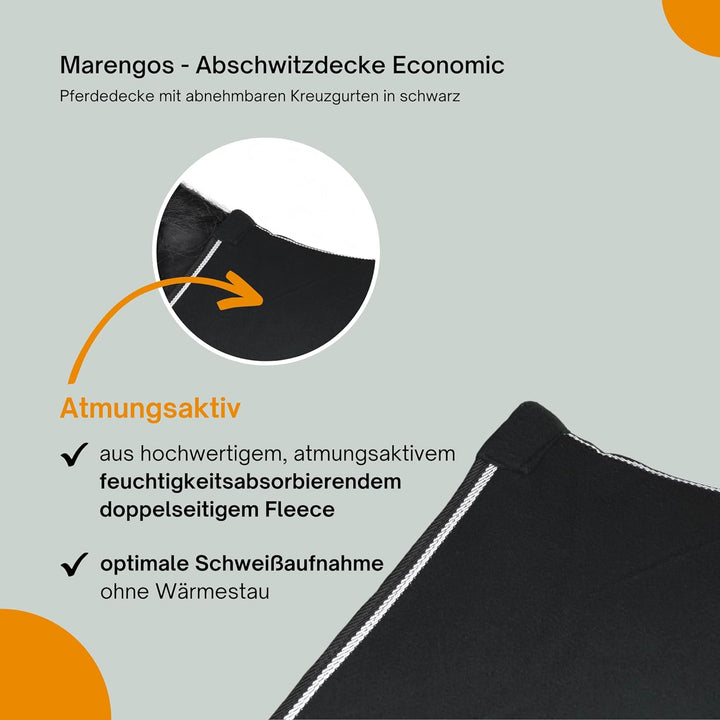 Marengos - Abschwitzdecke Economic mit abnehmbarem Kreuzgurt fürs Pferd ist atmungsaktiv Fleecedecke