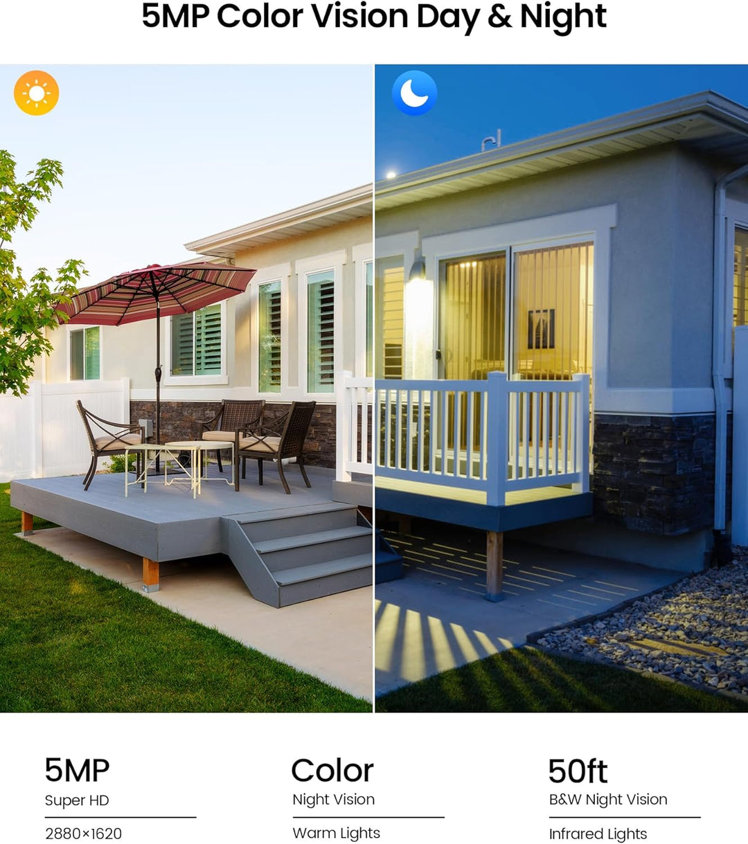 ZOSI 5MP WiFi 6 Überwachungskamera, 360° PT WLAN Zusatzkamera, KI Personen-/Fahrzeugerkennung, Farb-