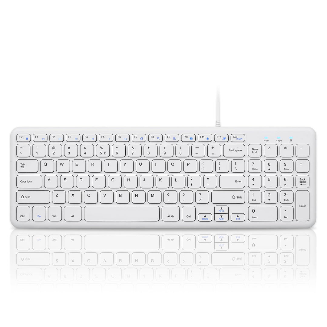 Perixx PERIBOARD-213W Wired Quiet USB Scissor Keyboard - 14.45x4.76x0.70 Inches - Compact Design wit