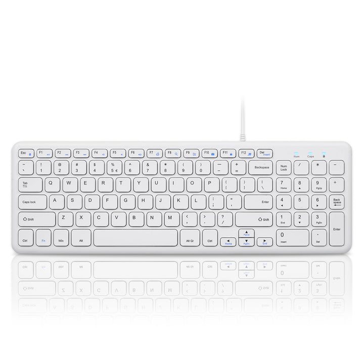 Perixx PERIBOARD-213W Wired Quiet USB Scissor Keyboard - 14.45x4.76x0.70 Inches - Compact Design wit