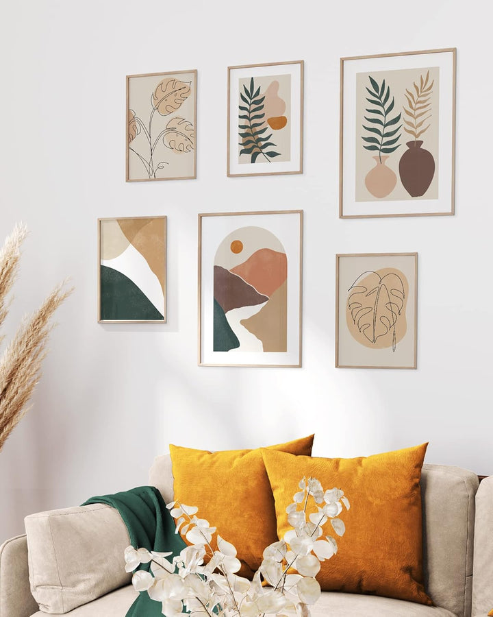MUUDLY® Premium Poster Set, Moderne Wandbilder für Wohnzimmer und Schlafzimmer, 2 x A3 &amp; 4 x A4, Bil