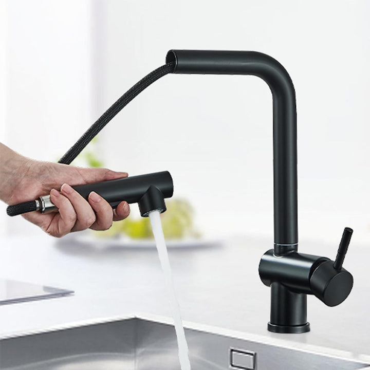 Wasserhahn Küche Schwarz Matt Hochdruck Spültischarmatur Küchenarmatur mit Brause Ausziehbar 360° Sc