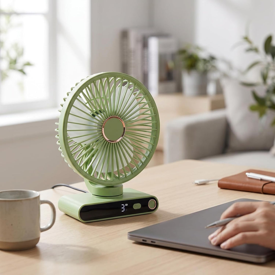 XUMIUZIY Kompakter Wandventilator mit Licht, 5 Geschwindigkeiten, Einstellbare Kühlung für Wohnheim,