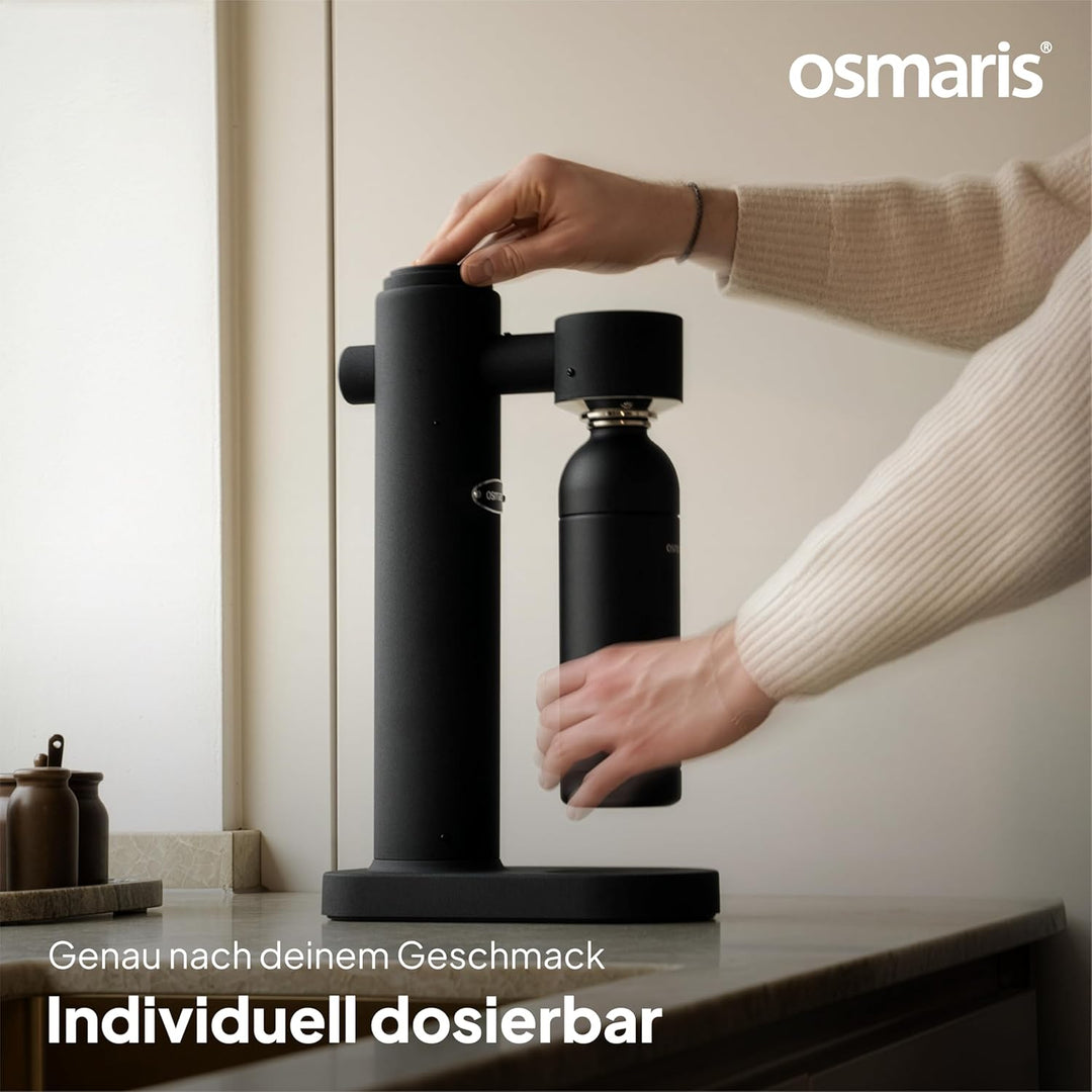 Wassersprudler aus hochwertigem Edelstahl - Design Soda Maker inkl. 2x 1,1 L Edelstahlflaschen - ges