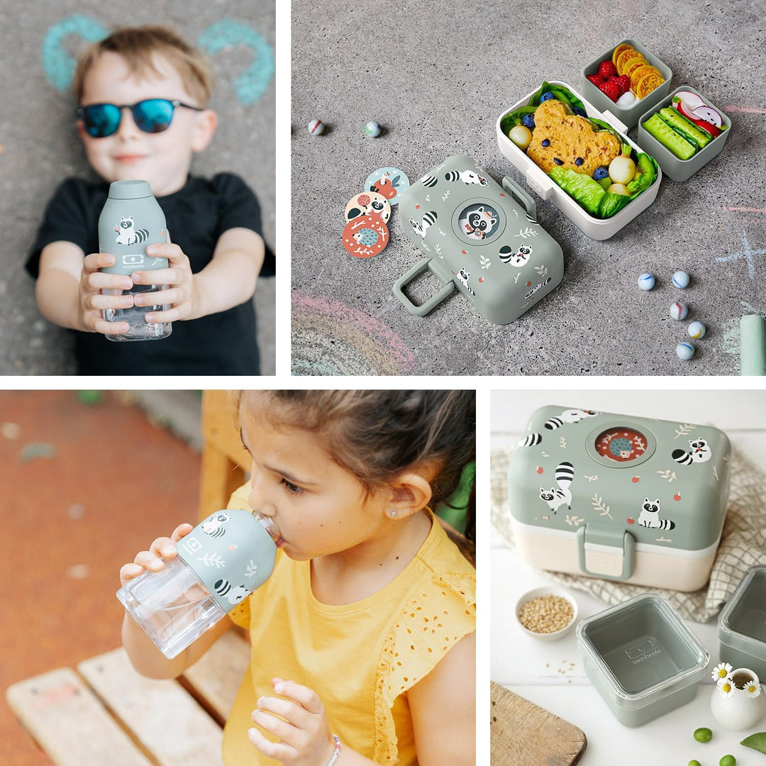 monbento - Geschenkbox Kinder Mittagessen - Mit Brotdose MB Tresor Raccoon, Trinkflasche MB Positive