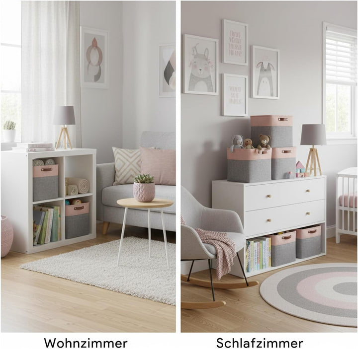 Mangata Stoff Aufbewahrungsboxen 4er set, 33x38x33cm Grosser Aufbewahrungskorb für Schlafzimmer, Bas