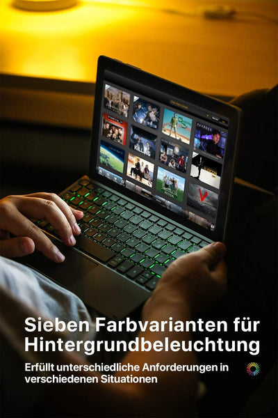 Inateck Surface Go Tastatur für Surface Go (1&2&3 Generation), Bluetooth 5.1, 7 Farben Hintergrundbe
