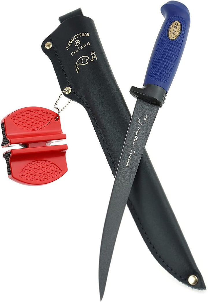 Marttiini Martef 36cm Filetiermesser, Klinge 23cm, beschichtet + LANSKY Crock Stick Messerschärfer/F