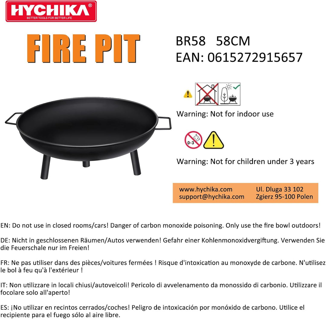 HYCHIKA BETTER TOOLS FOR BETTER LIFE Feuerschale Feuerstelle für Garten, Terrasse und Balkon (rund 5
