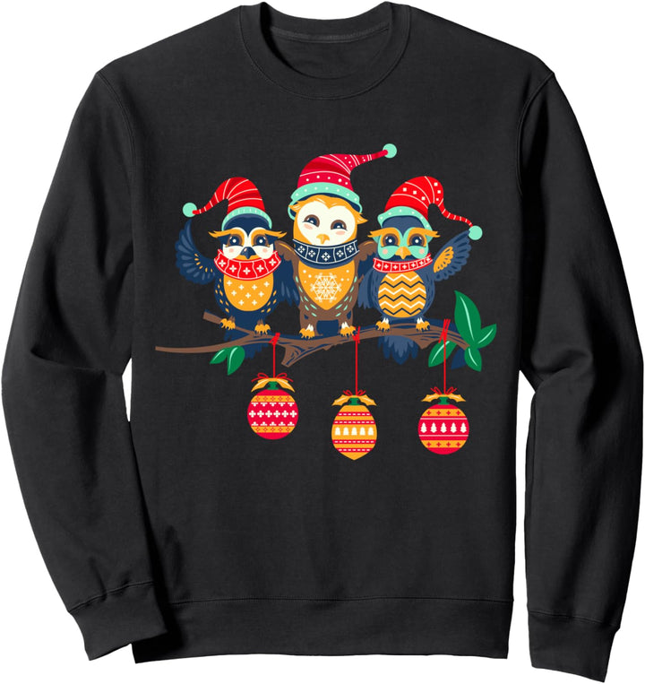 Men's Women's Funny Cool Christmas Owls With Graphic Fun Sweatshirt
