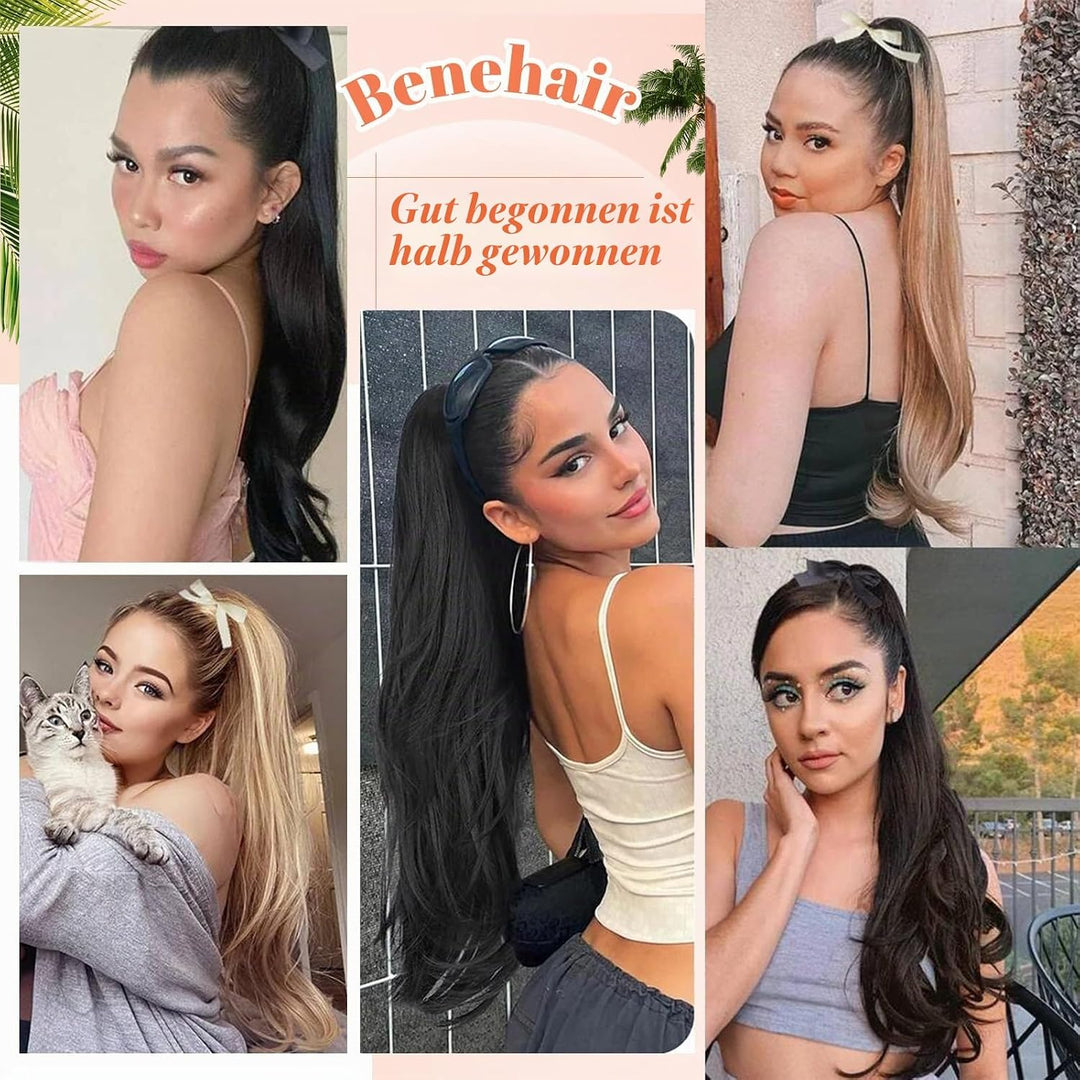 Benehair Ponytail Extension Echthaar, Zopf Extensions Echthaar, Wrap Around Echthaars Ponytail für F