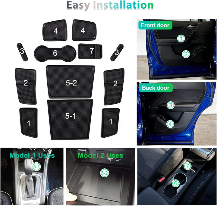 GAFAT Renaul-t Captur 2 2020-2022 2023 Antirutschmatten, Captur 2 Gummimatten, Mittelkonsole Getränk