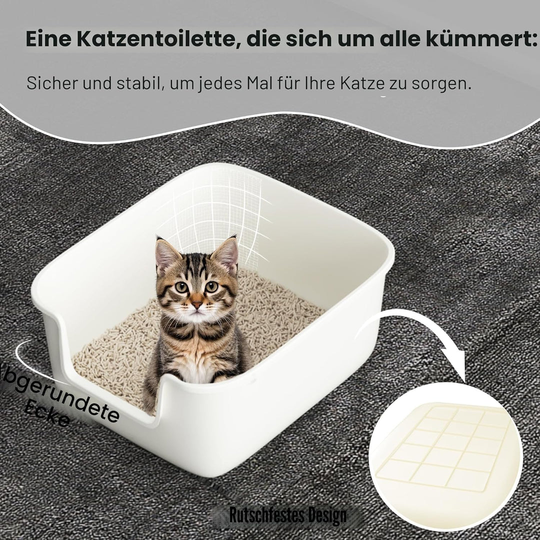 Suhaco Katzenklo Mit Hohem Rand Anti-Spritz Oben Einstieg 49 x 42 x 22 cm Leicht Zu Reinigen Katzent