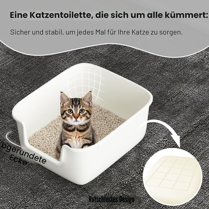 Suhaco Katzenklo Mit Hohem Rand Anti-Spritz Oben Einstieg 49 x 42 x 22 cm Leicht Zu Reinigen Katzent