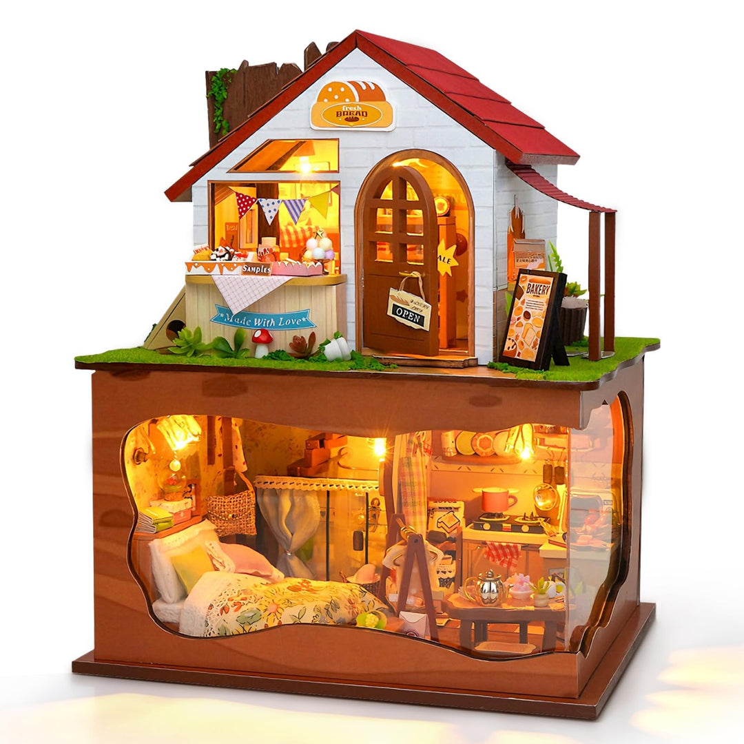 Cuteefun DIY Miniatur Puppenhaus Kit zum BAU Miniatur Haus mit Staubschutzhaube und Werkzeugen Selbe