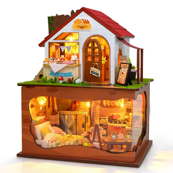 Cuteefun DIY Miniatur Puppenhaus Kit zum BAU Miniatur Haus mit Staubschutzhaube und Werkzeugen Selbe