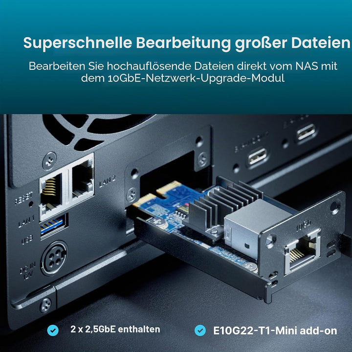 Synology Erweiterbares NAS-Kit mit 5 Schächten, DS1525+ AMD RyzenCPU mit 8 GB Speicher, 2,5 GbE Stan