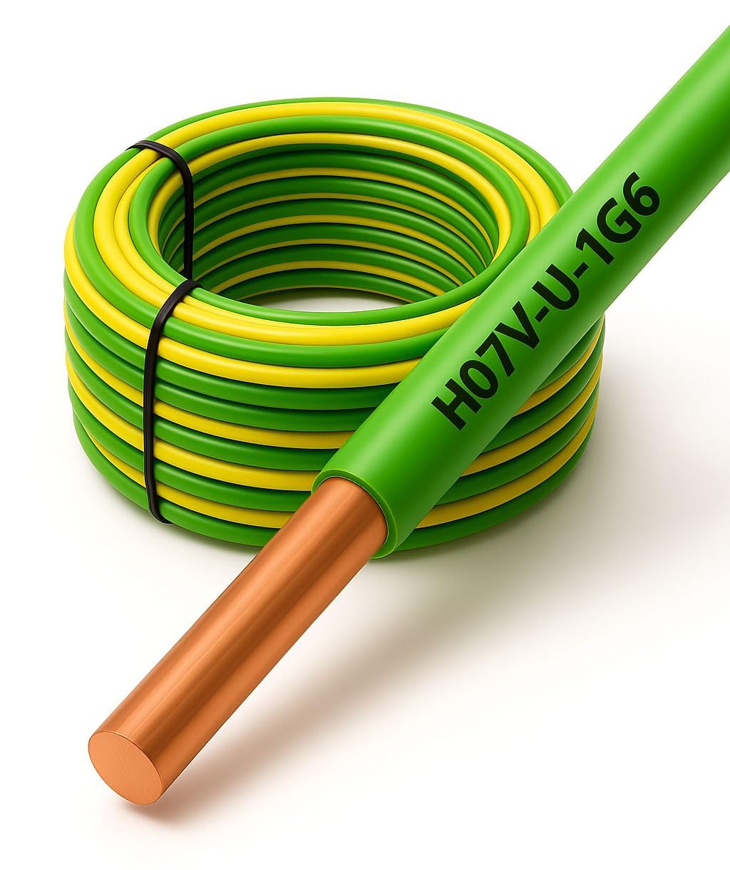 15 Meter - 1x6mm² Potentialausgleich Erdungskabel - XmediaSat H07V-U 1 x 6 mm² grün/gelb 15 Meter H0