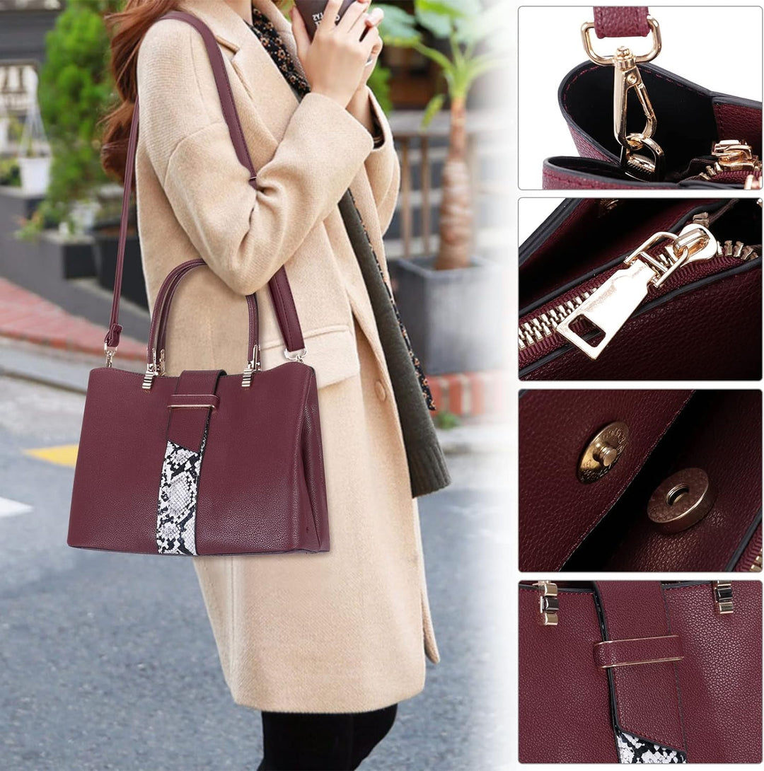 HAWEE Elegante Damen Handtasche Mittelgrosse Crossbody Henkeltasche PU Leder Shopper Umhängetasche F