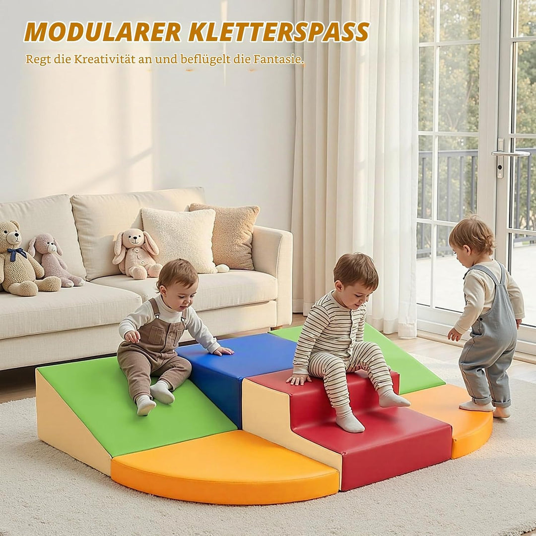 Schaumstoff Bausteine Kinder Klettern Indoor - 6 PCS Softbausteine Riesenbausteine für Baby Motorik