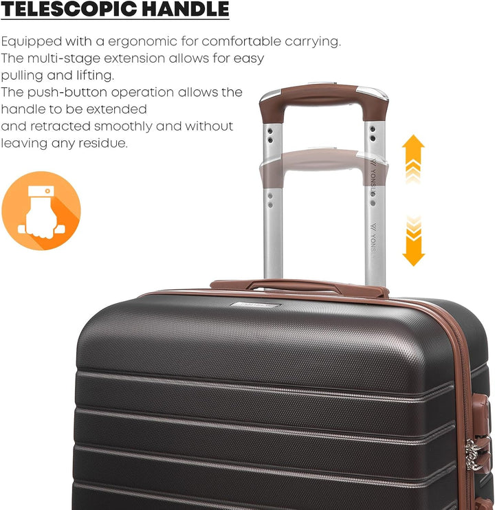 Reisekoffer Trolley Rollkoffer Handgepäck Set, Hartschalenreisekoffer Koffer Suitcase mit 4 Rollen 3