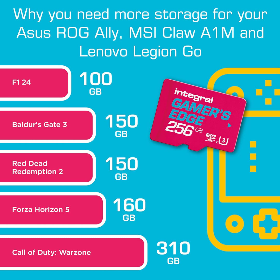 Integral 256GB Gamer's Edge Micro SD Card für die Nintendo Switch - Schnelles Laden & Speichern von