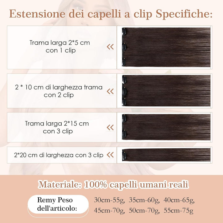 Extensions Echthaar Clip In Haarverlängerungen 100% Remy Echthaar Dünn 8 Tressen 18 Clips Glatt 35cm