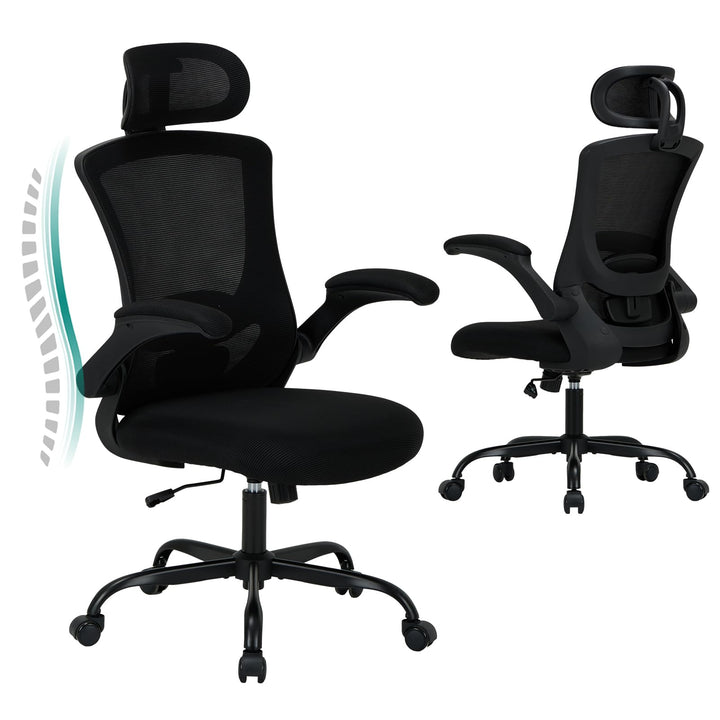 COLAMY Bürostuhl Ergonomisch, Netz-Schreibtischstuhl mit Verstellbarer Kopfstütze, Chefsessel Office